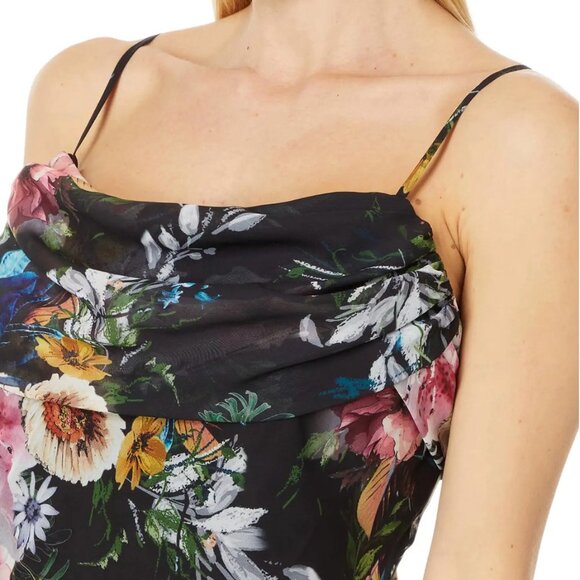 NWT Black Floor Length Floral Dress - Picture 6 of 6